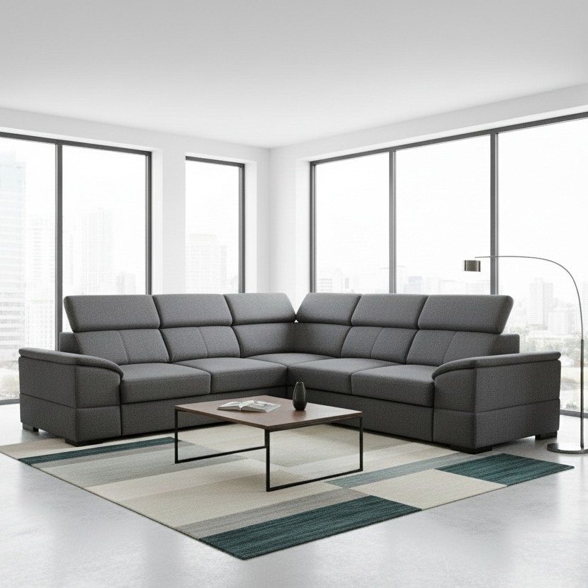 Uniwersalny narożnik rozkładany z pojemnikiem GRANADA ciemnoszary