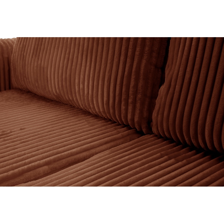 Uniwersalny rozkładany narożnik z pojemnikiem na pościel w układzie L FRIDA, brązowy