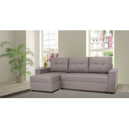 Uniwersalny narożnik z funkcją spania i pojemnikiem na pościel SEVILLA szary