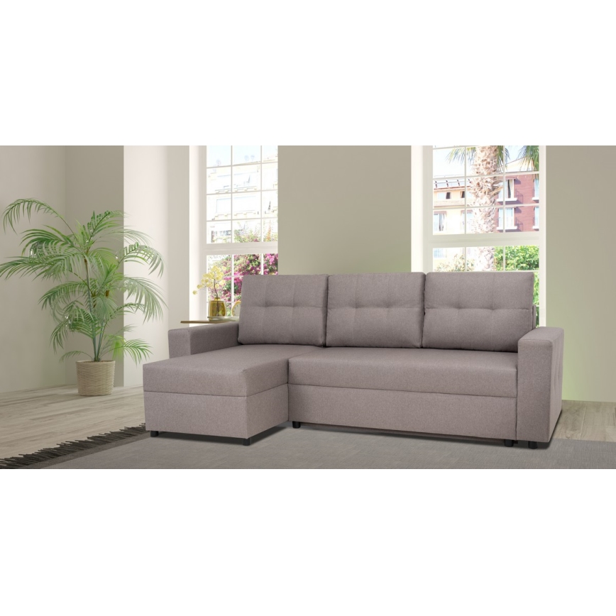 Uniwersalny narożnik z funkcją spania i pojemnikiem na pościel SEVILLA szary