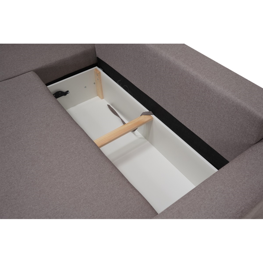 Uniwersalny narożnik z funkcją spania i pojemnikiem na pościel SEVILLA szary