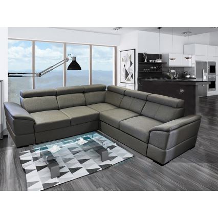 Uniwersalna narożna rozkładana sofa z pojemnikiem na pościel GRANADA ciemnoszara