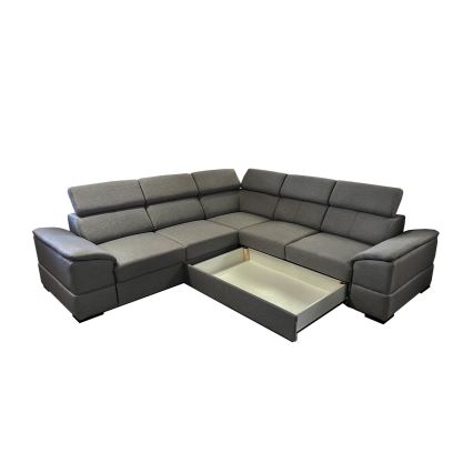 Uniwersalna narożna rozkładana sofa z pojemnikiem na pościel GRANADA ciemnoszara