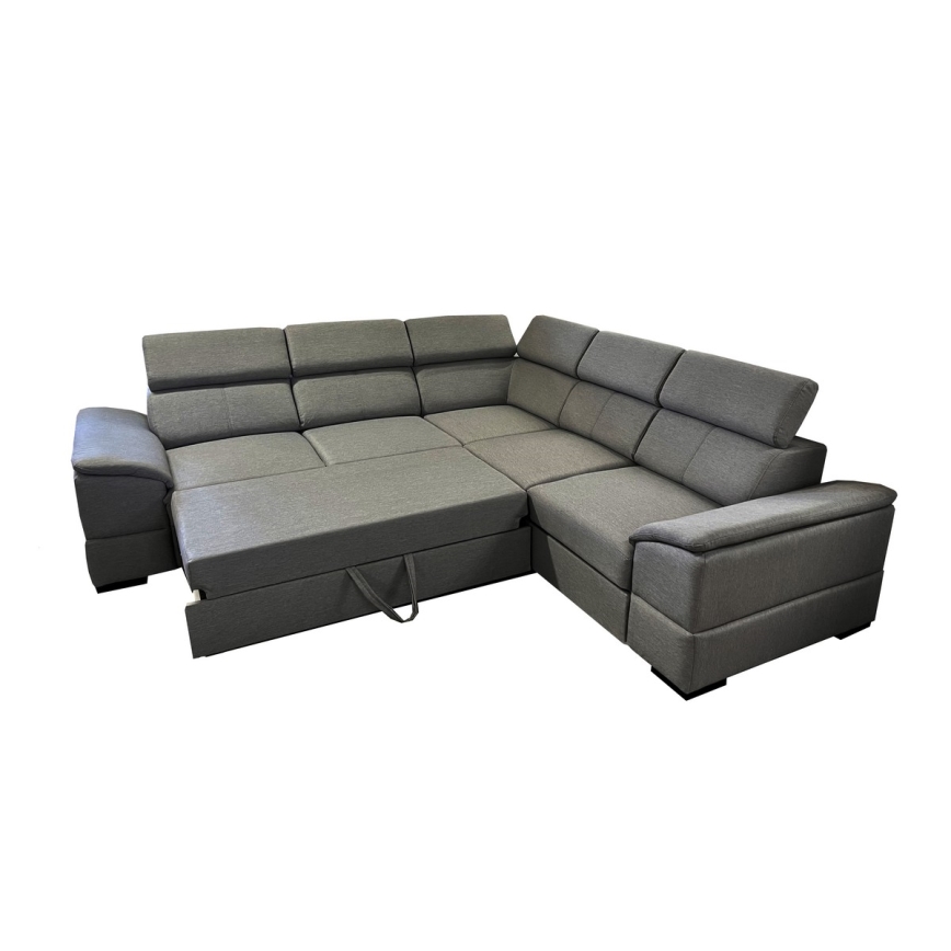 Uniwersalna narożna rozkładana sofa z pojemnikiem na pościel GRANADA ciemnoszara