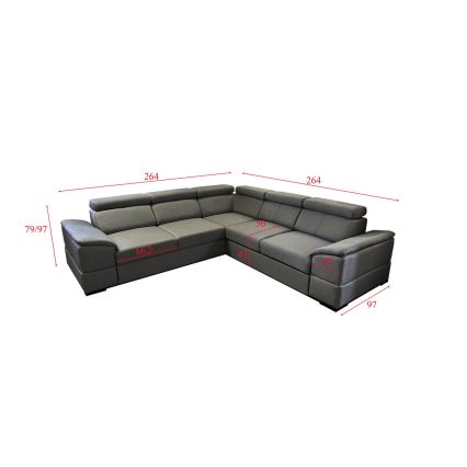 Uniwersalna narożna rozkładana sofa z pojemnikiem na pościel GRANADA ciemnoszara