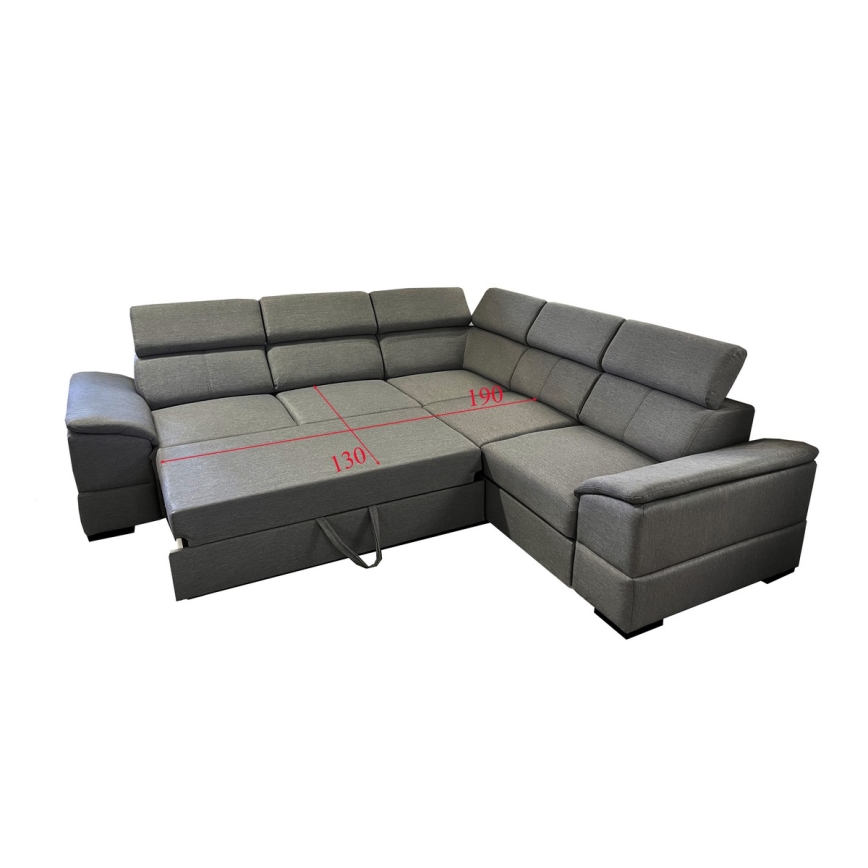 Uniwersalna narożna rozkładana sofa z pojemnikiem na pościel GRANADA ciemnoszara