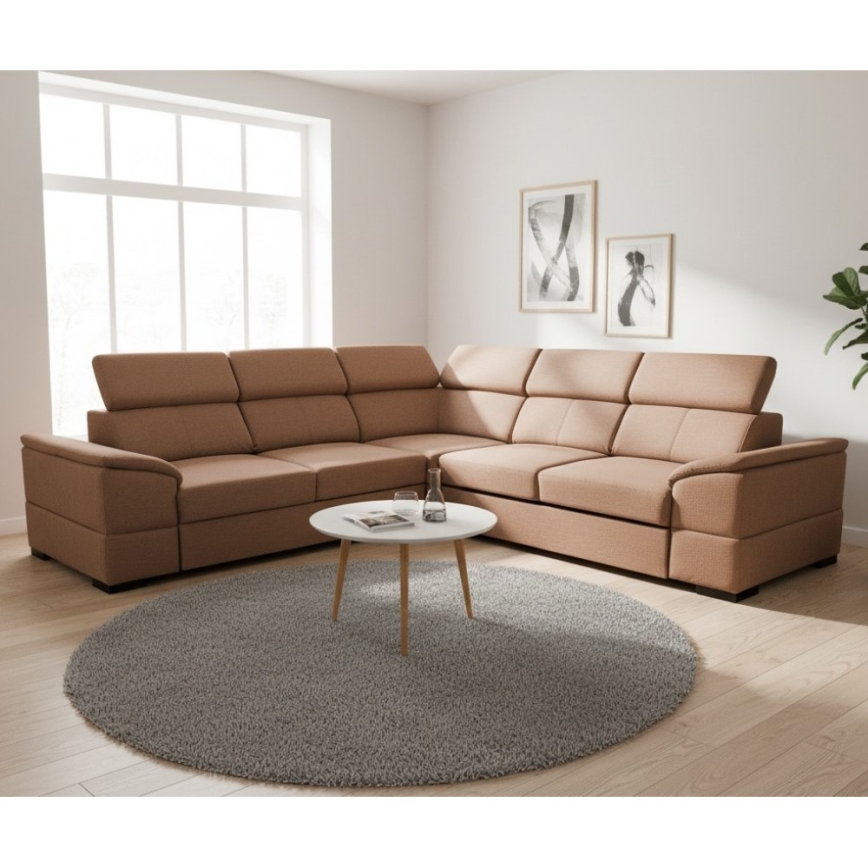 Uniwersalny rozkładany narożnik z pojemnikiem GRANADA, brązowy