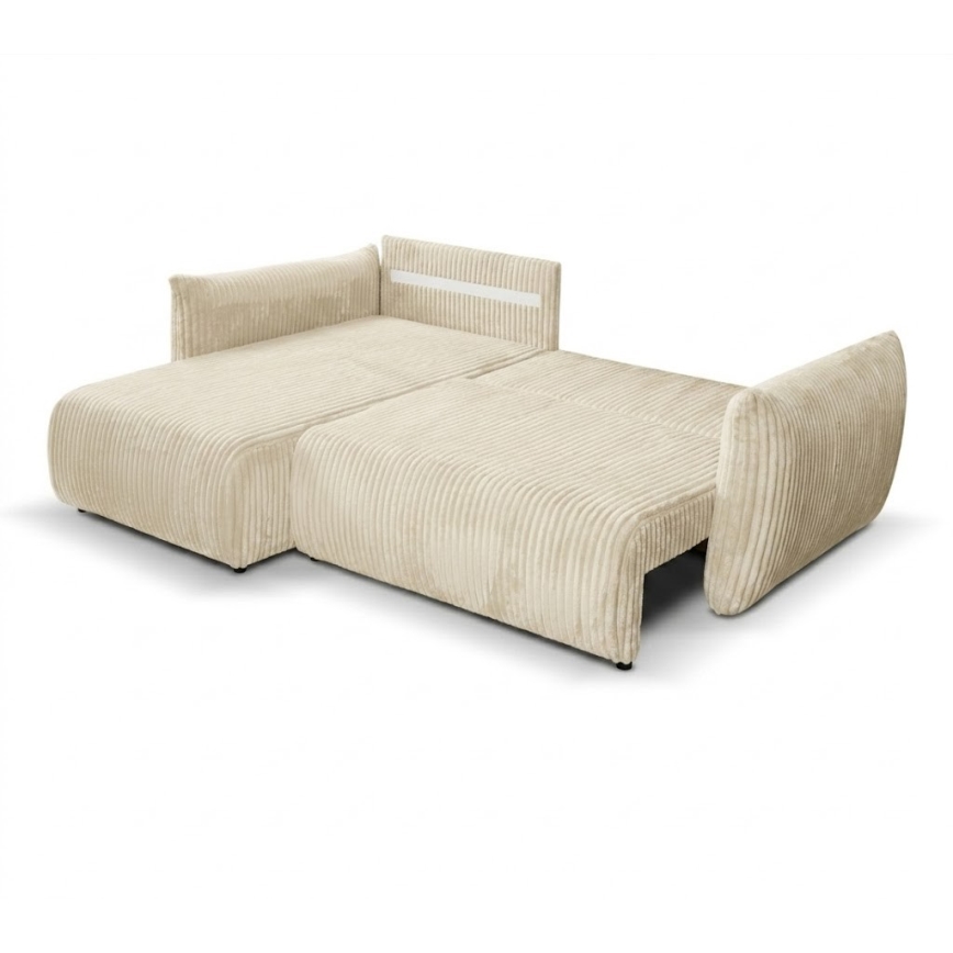 Uniwersalna rozkładana narożna sofa w kształcie L z pojemnikiem FRIDA kremowa