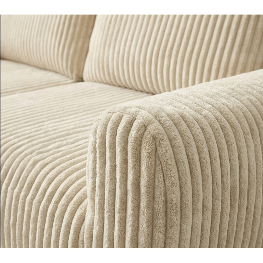 Uniwersalna rozkładana narożna sofa w kształcie L z pojemnikiem FRIDA kremowa