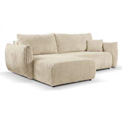 Uniwersalna rozkładana narożna sofa w kształcie L z pojemnikiem FRIDA kremowa