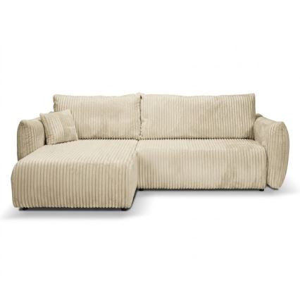 Uniwersalna rozkładana narożna sofa w kształcie L z pojemnikiem FRIDA kremowa