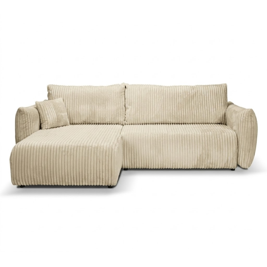 Uniwersalna rozkładana narożna sofa w kształcie L z pojemnikiem FRIDA kremowa