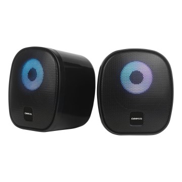 USB Głośniki z RGB podświeceniem 2x3W/5V czarny