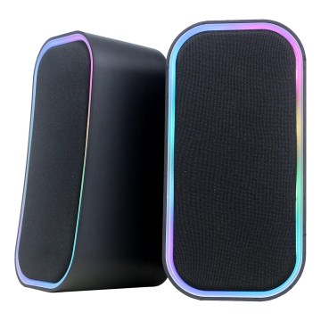 USB Głośniki z RGB podświeceniem 2x3W/5V czarny