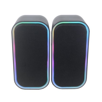 USB Głośniki z RGB podświeceniem 2x3W/5V czarny
