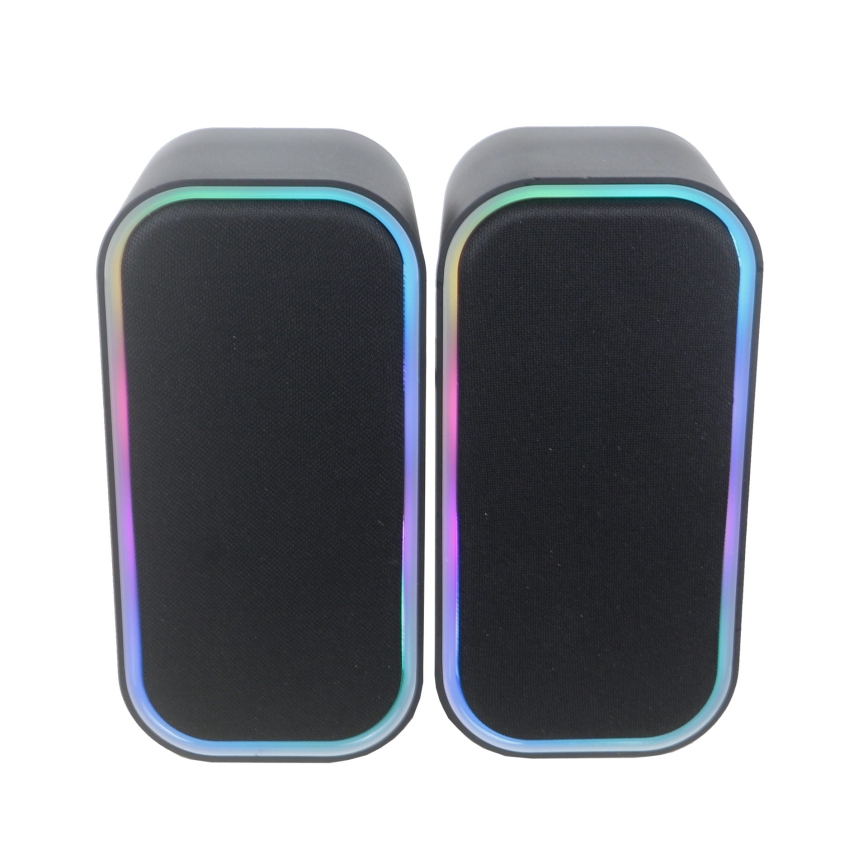 USB Głośniki z RGB podświeceniem 2x3W/5V czarny