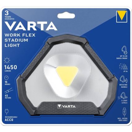 Varta 18647101401 - LED Przenośna latarka WORK FLEX LED/12W/5V 5200mAh IP54