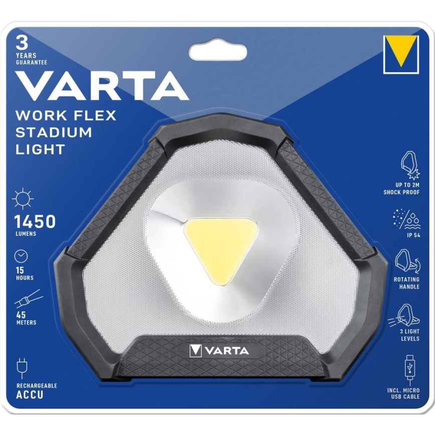 Varta 18647101401 - Przenośna latarka LED WORK FLEX 12W/5V 5200 mAh IP54
