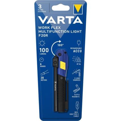 Varta 18649101401 - LED Ładowalna latarka WORK FLEX F20R LED/5V IP54