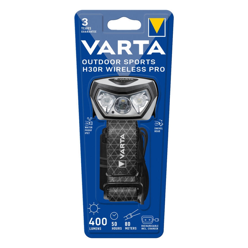Varta 18650101401 - LED Ściemnialna ładowalna czołówka z ładowaniem bezprzewodowym OUTDOOR SPORTS LED/5V 1800mAh IPX7