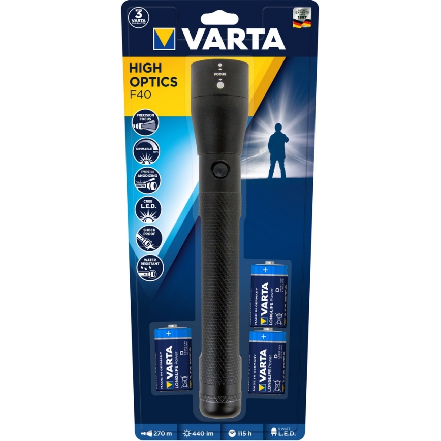 VARTA 18813 - LED Latarka ściemnialna LED/3W/3xD