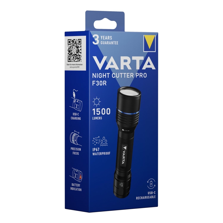 Varta 18921101111 - LED Latarka akumulatorowa NIGHT CUTTER PRO F30R LED/USB IP67