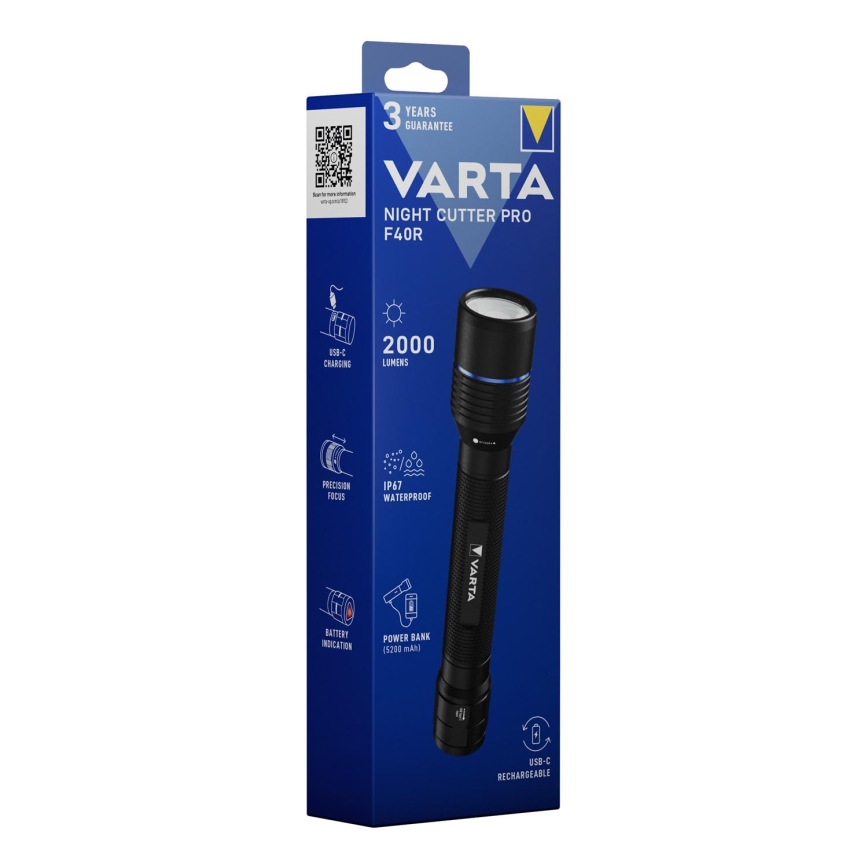 Varta 18922101111 - LED Latarka akumulatorowa z power bankiem NIGHT CUTTER PRO F40R LED/USB IP67