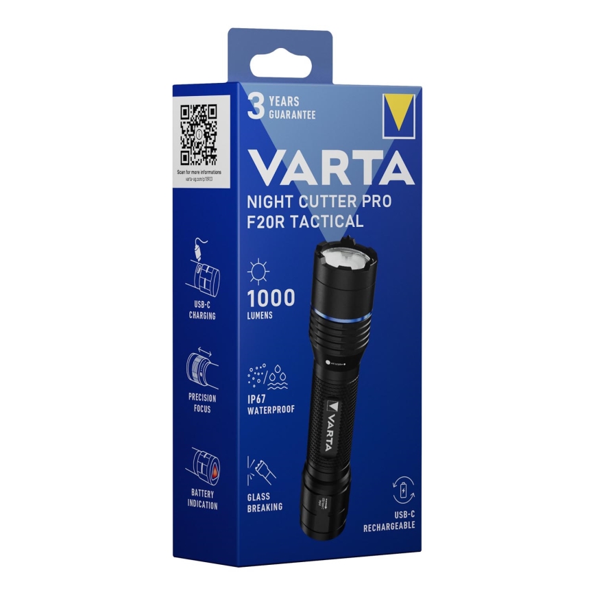 Varta 18923101111 - LED Akumulatorowa latarka taktyczna NIGHT CUTTER PRO F20R LED/USB