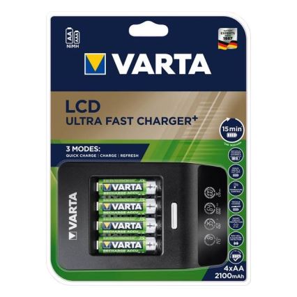 Varta 40084  - LCD Inteligentny ładowarą ULTRA FAST+  4xNiMH AA 2100 mAh 230V