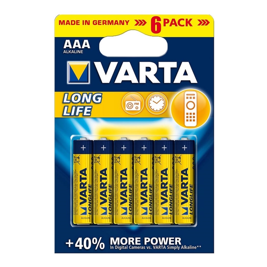 Varta 4103 - 6 szt. Baterie alkaliczne LONGLIFE EXTRA AAA 1,5V