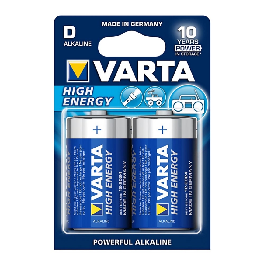 Varta 4920 - 2 szt. Bateria alkaliczna HIGH ENERGY D 1,5V