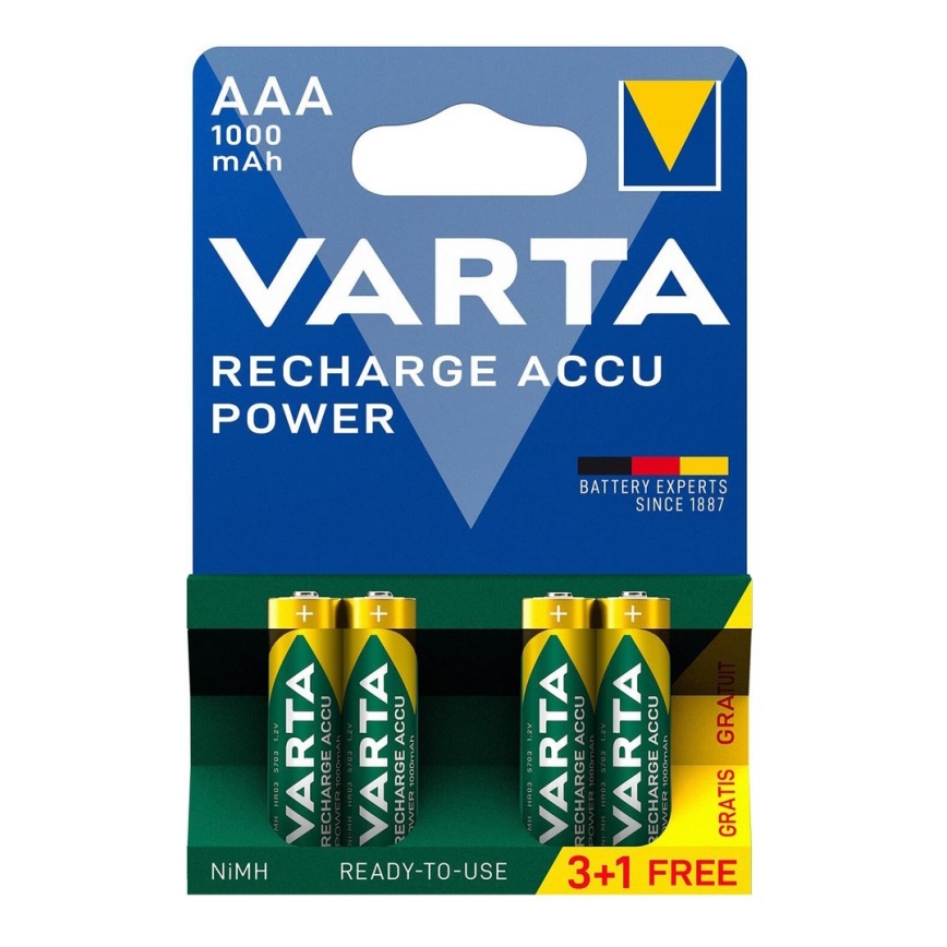 Varta 5703301494 - 3+1 szt. Akumulatory ACCU AAA Ni-MH/1000mAh/1,2V