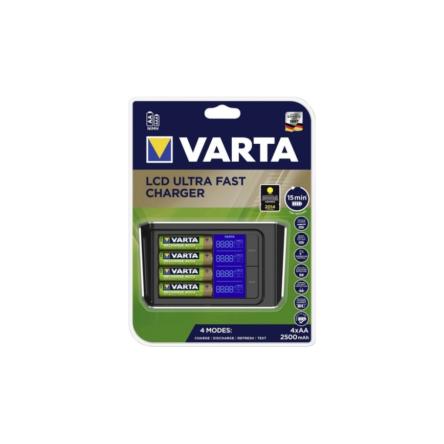 VARTA 57675 - LCD Ultra fast Ładowarka 4xAA/AAA ładowanie 15min
