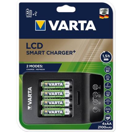 VARTA 57684 - LCD Smart ładowarka 4xAA/AAA ładowanie 1,5 godz