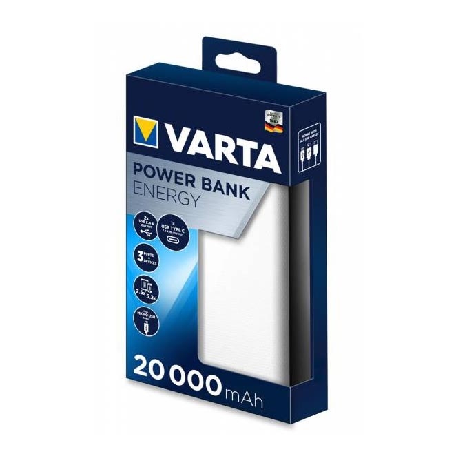 Varta 57978101111  - Power Bank ENERGY 20000mAh/2x2,4V biały