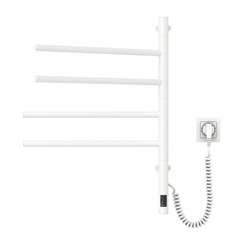 Vertaduro - Elektryczny obrotowy wieszak na ręczniki z termostatem ARA 60W/230V 65x49 cm IP44 biały