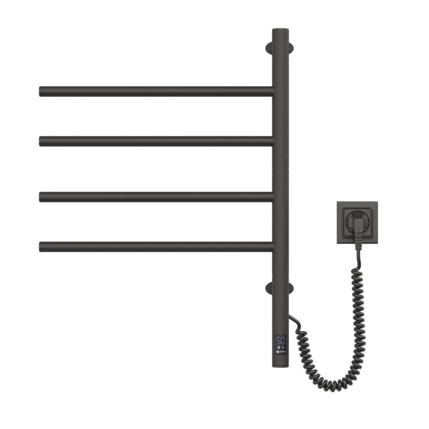 Vertaduro - Elektryczny obrotowy wieszak na ręczniki z termostatem ARA 60W/230V 65x49 cm IP44 czarny