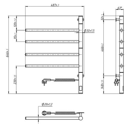 Vertaduro - Elektryczny obrotowy wieszak na ręczniki z termostatem ARA 60W/230V 65x49 cm IP44 czarny