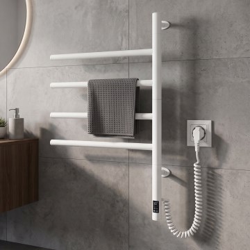 Vertaduro - Elektryczny obrotowy wieszak na ręczniki z termostatem ARA 60W/230V 65x49 cm IP44 biały