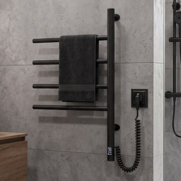 Vertaduro - Elektryczny obrotowy wieszak na ręczniki z termostatem ARA 60W/230V 65x49 cm IP44 czarny