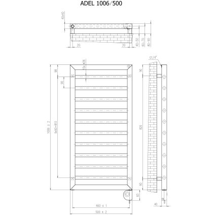 Vertaduro - Grzejnik łazienkowy z termostatem ADEL 400W 100x50 cm taupe