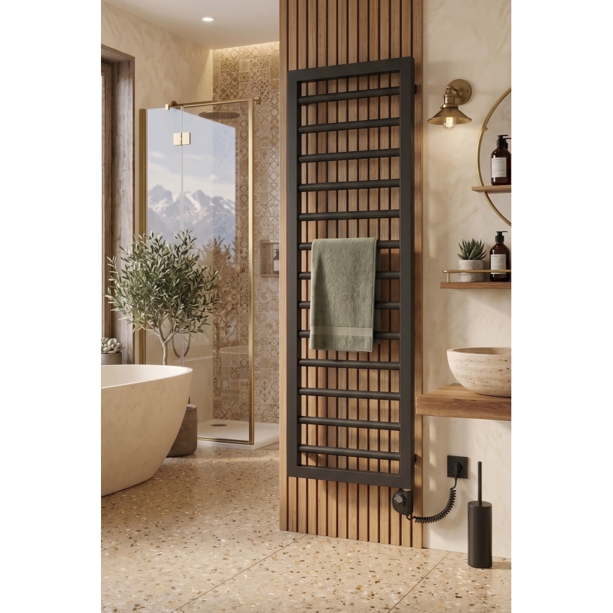 Vertaduro - Grzejnik łazienkowy z termostatem ADEL 600W 128x50 cm antracyt