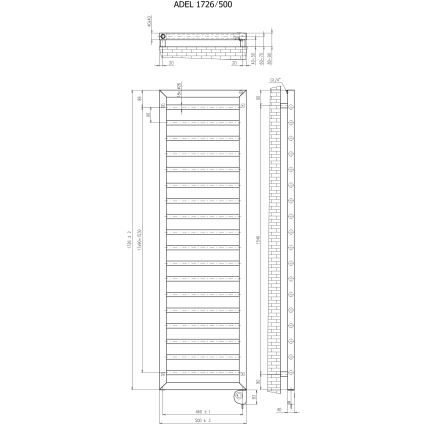 Vertaduro - Grzejnik łazienkowy z termostatem ADEL 600W 172x50 cm biały