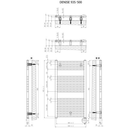 Vertaduro - Grzejnik łazienkowy z termostatem DENISE 400W 94x50 cm antracyt