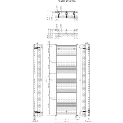 Vertaduro - Grzejnik łazienkowy z termostatem DENISE 600W 154x50 cm biały