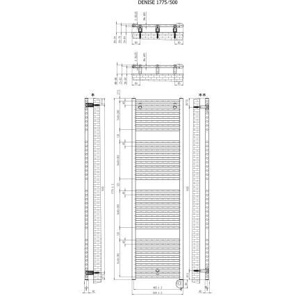 Vertaduro - Grzejnik łazienkowy z termostatem DENISE 800W 178x50 cm taupe