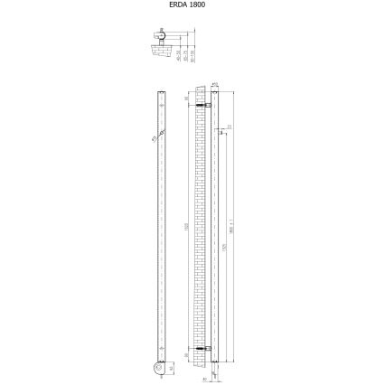 Vertaduro - Grzejnik łazienkowy z termostatem ERDA 400W 180x5 cm antracyt