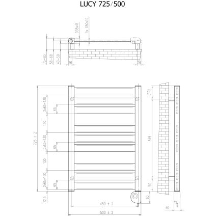 Vertaduro - Grzejnik łazienkowy z termostatem LUCY 400W 73x50 cm antracyt