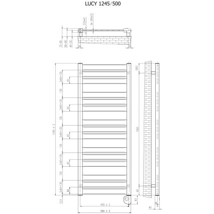 Vertaduro - Grzejnik łazienkowy z termostatem LUCY 600W 125x50 cm biały