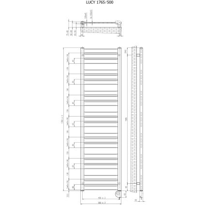 Vertaduro - Grzejnik łazienkowy z termostatem LUCY 800W 177x50 cm biały